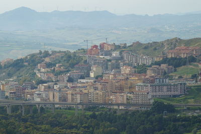 High angle view of townscape against sky