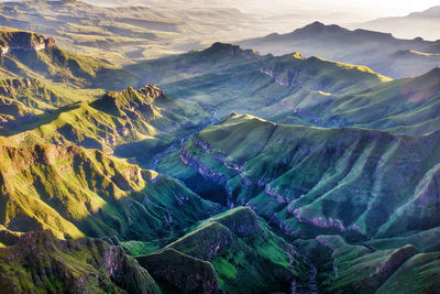 Aerial view of dramatic landscape