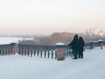 Scenic view of snow against clear sky during winter