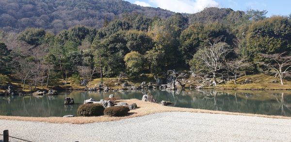 Panoramic view of lake against mountains