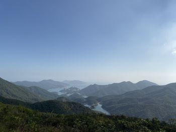 Scenic view of mountains against clear sky