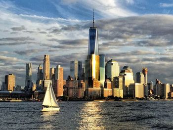 City skyline with river in background