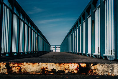 Train on railroad track against sky