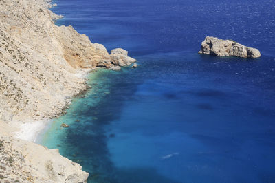 High angle view of rocks in sea