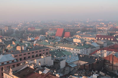 High angle view of cityscape against sky