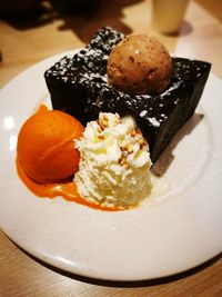 Close-up of ice cream in plate