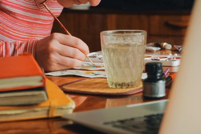 Close-up of drinking glass on table