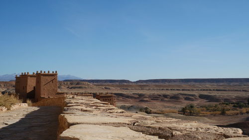 Scenic view of castle against clear blue sky