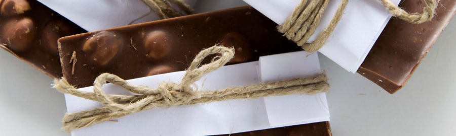 High angle view of ice cream on table