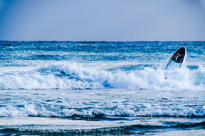 Scenic view of sea against clear sky