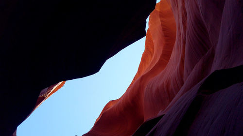 Low angle view of rock formation against sky