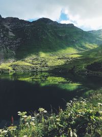 Scenic view of lake against sky