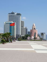 City buildings against clear sky