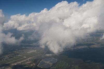 High angle view of cityscape against sky