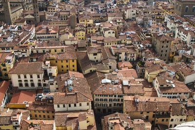 High angle view of buildings in city