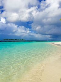 View of beach against cloudy sky