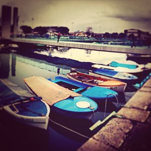 Close-up of boats in water