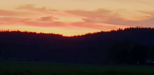 Scenic view of silhouette landscape against sky during sunset