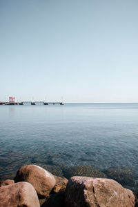 Scenic view of sea against clear sky