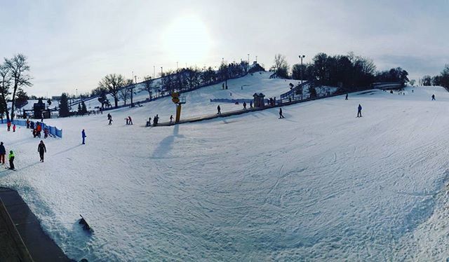 snow, winter, cold temperature, season, weather, sky, covering, large group of people, white color, sunlight, incidental people, nature, frozen, landscape, day, tree, snow covered, tranquility, outdoors