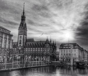 City against cloudy sky