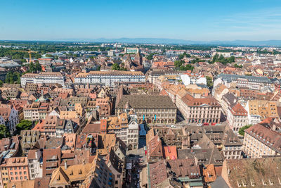 High angle view of buildings in city