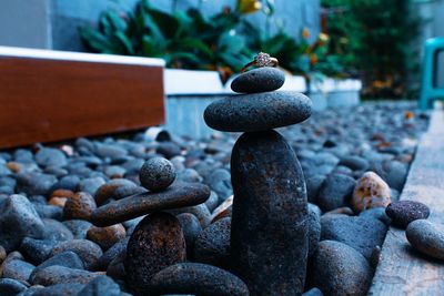 Close-up of pebbles on stone