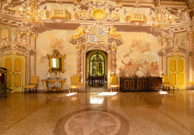 Illuminated entrance of building