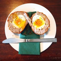 Close-up of breakfast served on table