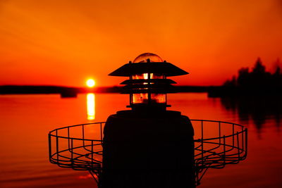 Low angle view of lighthouse against sky during sunset