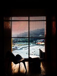 Empty chairs and table at home