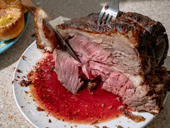 Close-up of meal served in plate