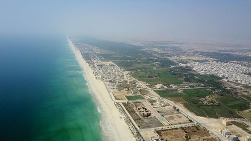 High angle view of beach against sky