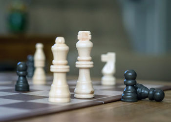 Close-up of chess pieces