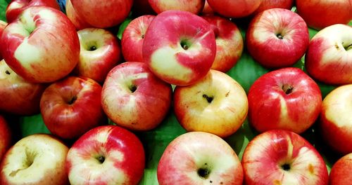 Full frame shot of apples for sale in market