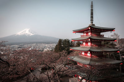 Fujiyoshida, japan at chureito pagoda and mt. fuji