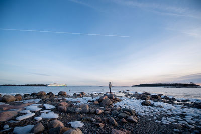 Scenic view of beach against sky