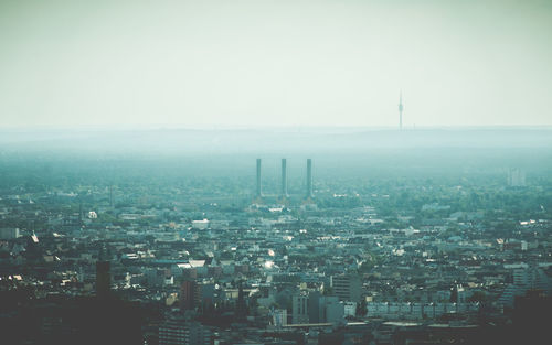 View of cityscape during foggy weather