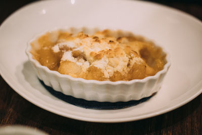 Close-up of cake in plate on table
