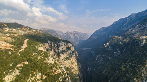 Scenic view of mountains against sky