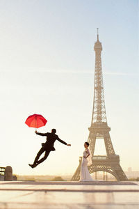 Low angle view of eiffel tower