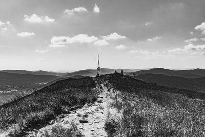 Scenic view of land against sky