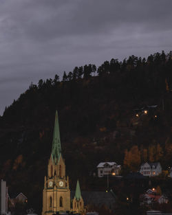 Trees and buildings against sky