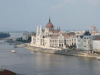 View of the hungarian parliament building at waterfront