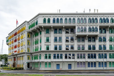 Old hill street police station colorful iconic windows. famous historical landmark in singapore