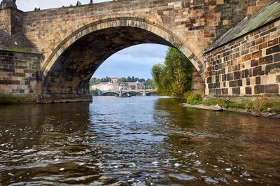 Arch bridge over river