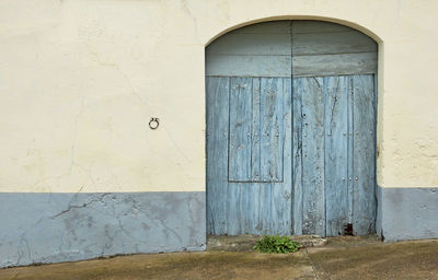 Closed door of building