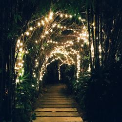 Narrow walkway at night