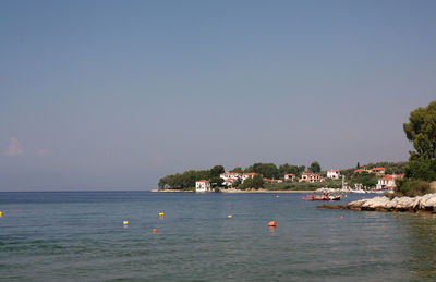 Scenic view of sea against clear sky