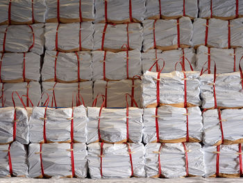 High angle view of stack of stones